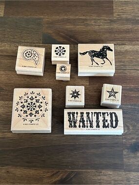 Stampin' Up! Wanted Stamp Set, Wood Mount, Retired, Used
